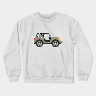 Dog peeking out of the car Crewneck Sweatshirt